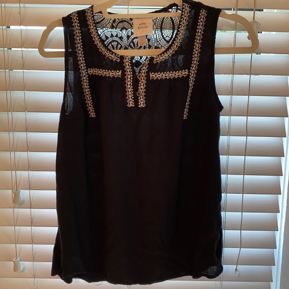 Knox Rose (Target) S Sheer black top with cream detailing